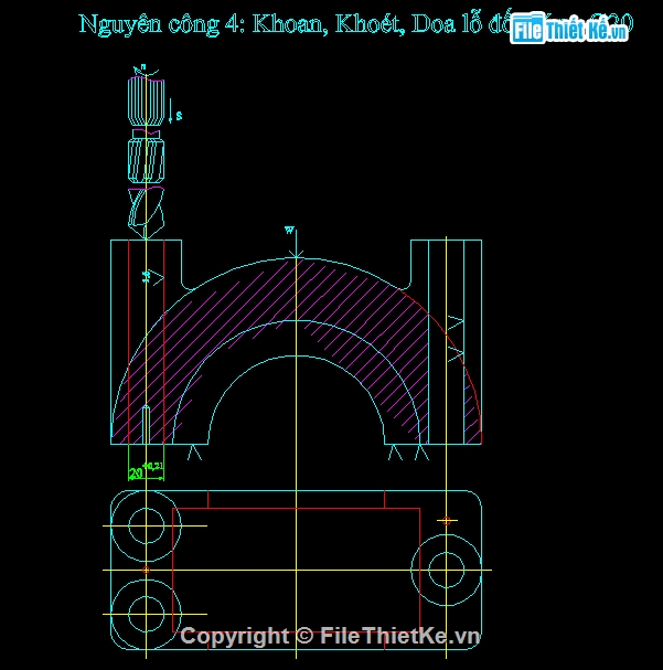 File cad,nắp ổ đỡ,quy trình công  nghệ